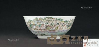 清道光 粉彩焦山印心石屋图碗 直径16.4cm