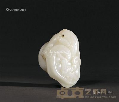 清中期 玉雕灵芝坠 3.4×3.2×4.7cm