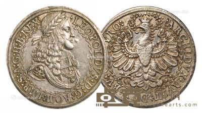 十七世纪末神圣罗马帝国皇帝利奥波德一世像大泰勒银币一枚 --