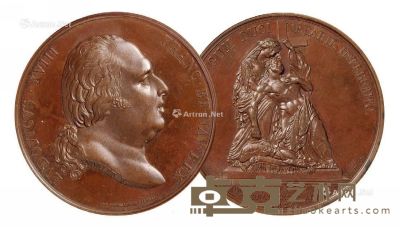 1824年波旁王朝复辟纪念铜章一枚 直径4.9cm