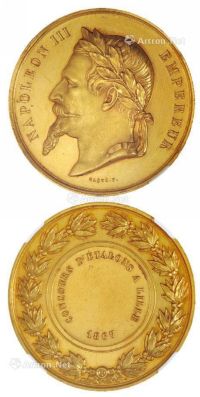 1867年法国国王拿破仑三世像金质纪念章一枚