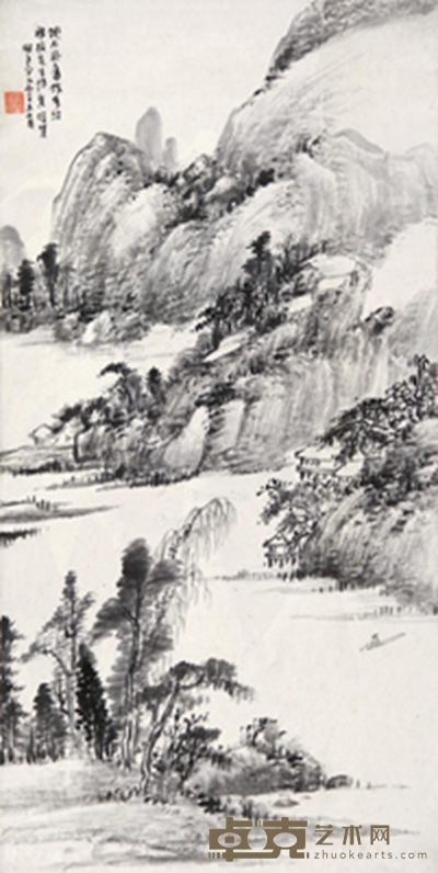 辛未（1931年）作 山水 立轴 水墨纸本 68×34cm
