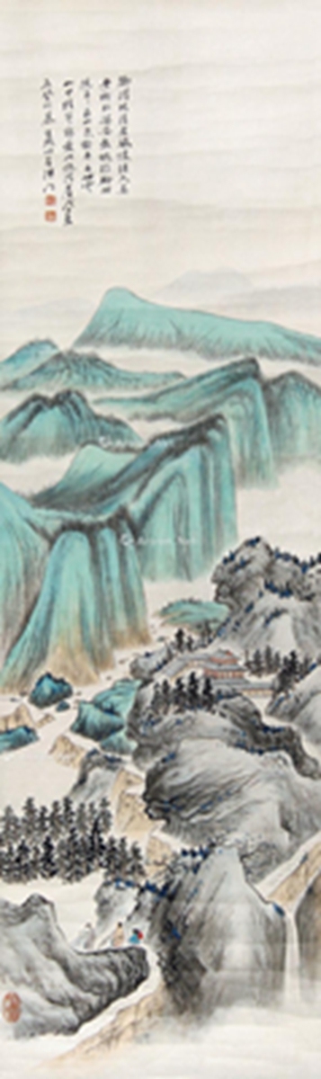 戊子（1948年）作 青绿山水 镜心 设色纸本