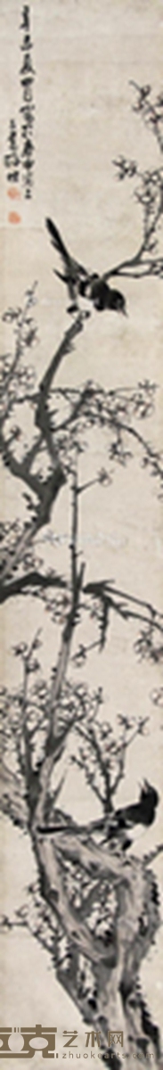 辛未（1931年）作 喜上眉梢 立轴 设色纸本 155×24cm