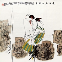 戊寅（1998年）作 仕女 立轴 设色纸本