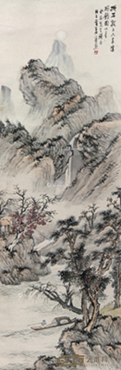 戊子（1948年）作 山水 立轴 设色纸本 100×33cm