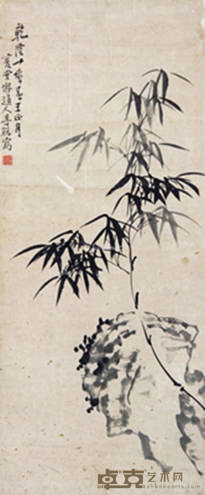 乙丑（1745年）作 竹石图 立轴 水墨纸本 111×46cm