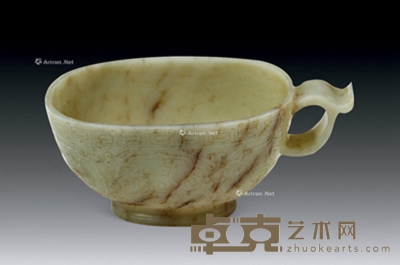 青白玉龙纹杯 长10.5cm