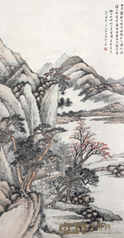 辛酉（1921年）作 山水 立轴 设色纸本 141.5×74cm
