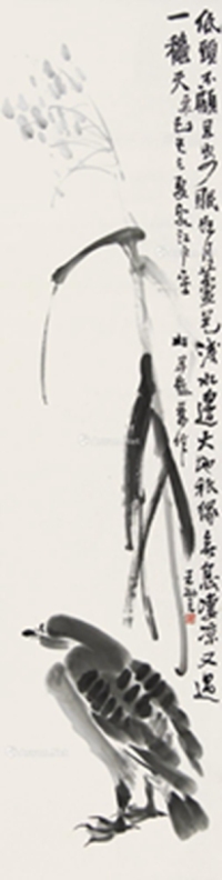 乙巳（1929年）作 芦雁图 立轴 水墨纸本