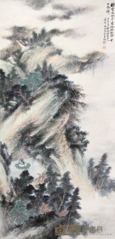庚寅（1950年）作 山水 立轴 设色纸本 133×64cm