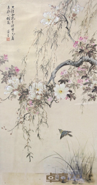 东风一树花 镜心 设色纸本 118×62cm