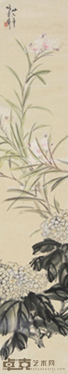 1947年作 花卉 镜心 设色纸本 108×20cm