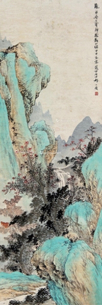 甲申（1944年）作 山水 立轴 设色纸本