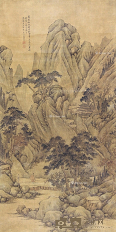 庚辰（1640年）作 万壑松风 立轴 设色绢本 160×81cm