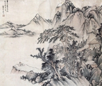 辛酉（1861年）作 山水 立轴 设色纸本