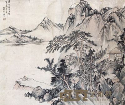 辛酉（1861年）作 山水 立轴 设色纸本 88×105cm