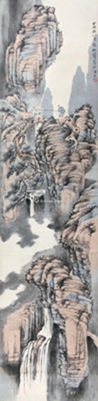甲戌（1934年）作 山水 立轴 设色纸本