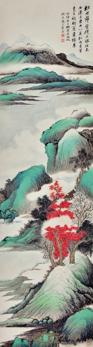 吴湖帆 秋雨青苔 119×33cm 约3.53平尺
