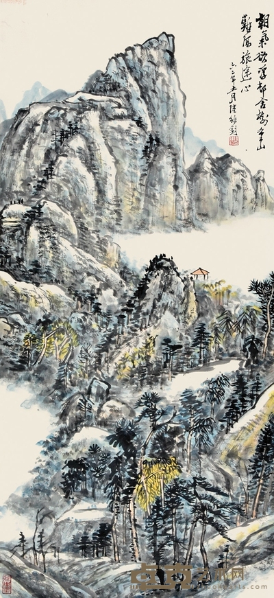 陆维钊 春山行旅 85×40cm 约3.06平尺
