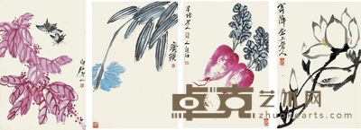 齐白石 花卉草虫册页八开 35×23cm×8 约0.72平尺(每幅)