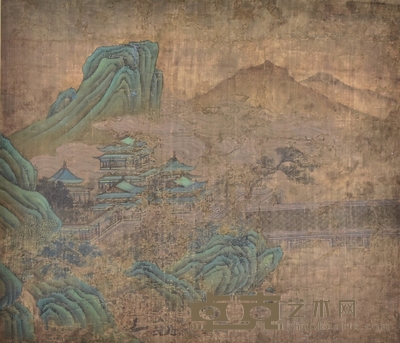 佚名 青绿山水 30×35cm 约0.95平尺