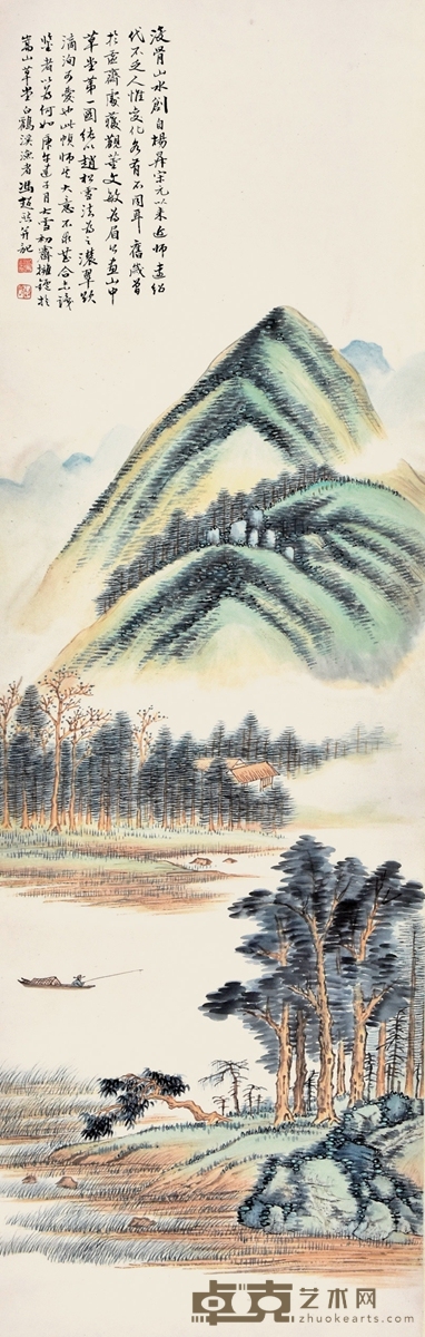 冯超然 春江垂钓 122×39cm 约4.28平尺