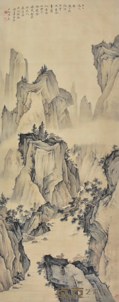 陈少梅 高山峻岭 130×51cm 约5.97平尺