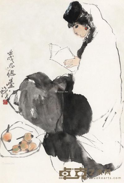 周思聪 少女读书图 68×46cm