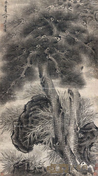 仰廷宣 松石图 200×110cm