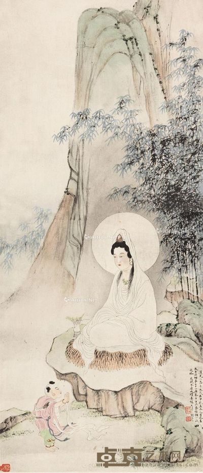 刘彦冲 童子拜观音 61×26cm