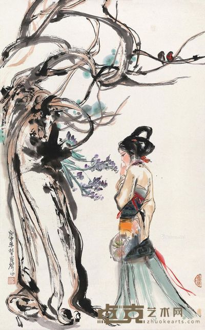 郑家声 仕女图 96×59cm