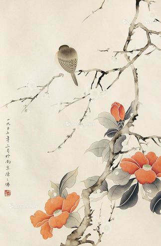 陈之佛     花卉 纸本