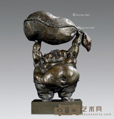 黄永玉 2008年作 布袋和尚 铜雕塑 高37cm