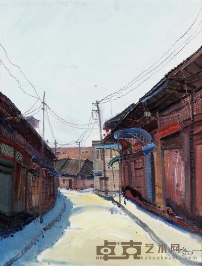 高科 2012年作 李庄古镇写生 布面油画 80×60cm