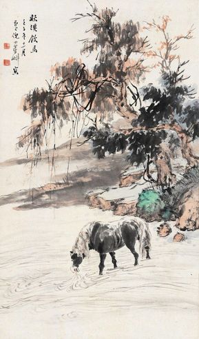 倪田 秋溪饮马