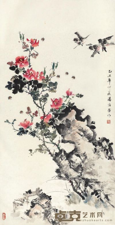 潘培荣 花鸟 131×67cm