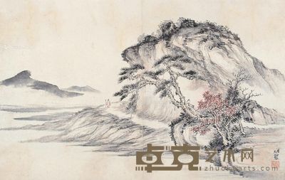 冯湘碧 策杖访友图 26×42cm