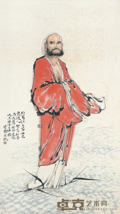 方楚雄 达摩渡江 96×55cm