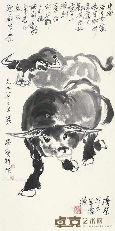 刘济荣 牛气冲天 68×33cm