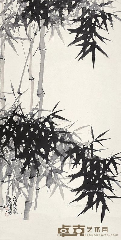 刘昌潮 墨竹 135×67cm