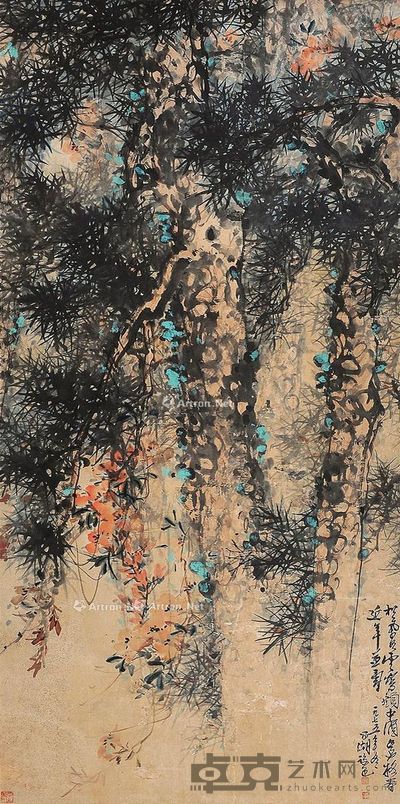 刘昌潮 五老松 137×68cm