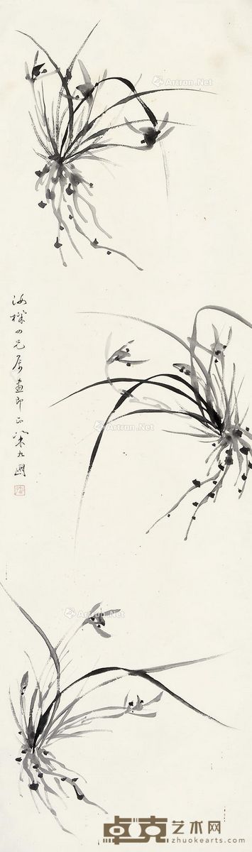 梁九图 兰花 108×32cm