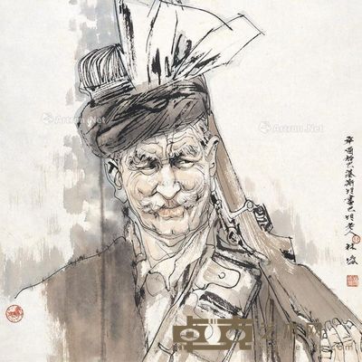 林墉 巴基斯坦老兵 65×65cm