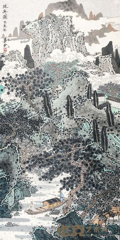 卢延光 泛舟图 138×68cm