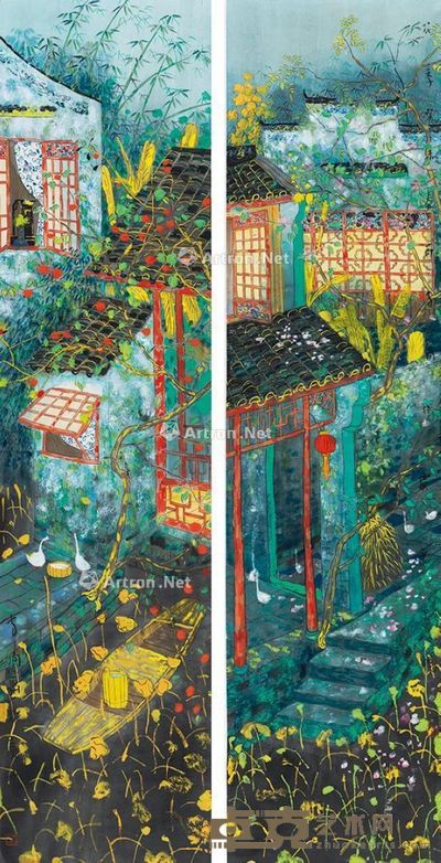 方向 花季 137×34cm×2