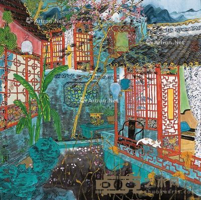 方向 秋荷 69×69cm