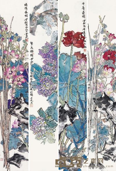李雪松 瑞花 138×23cm×4