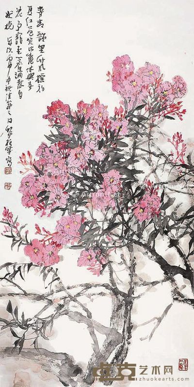 黎柱成 青春韵里竹风摇 137×69cm