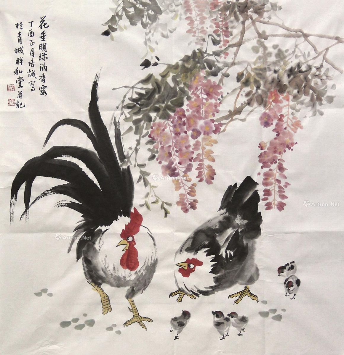 戴培诚 鸡 70×68.5cm